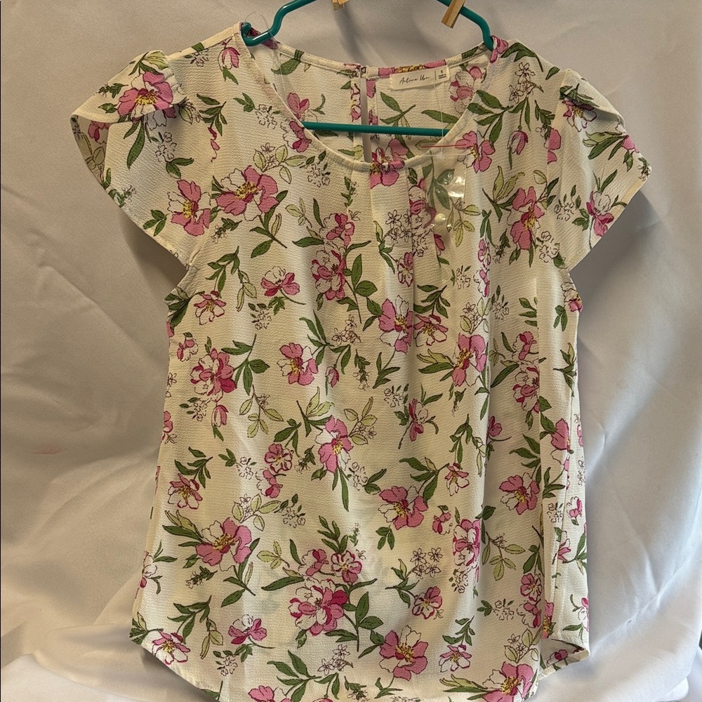 Active USA Kids Floral Blouse - Pink and Green